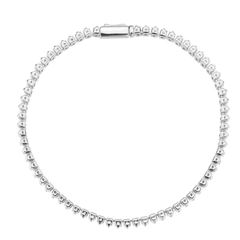 3W1700 - Rhodium Brass Bracelet with AAA Grade CZ in Clear