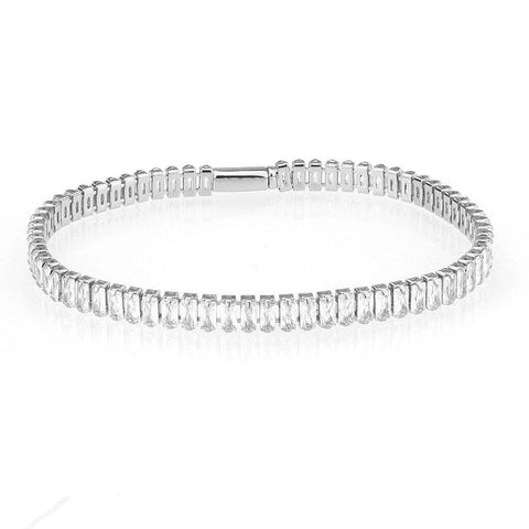 3W1700 - Rhodium Brass Bracelet with AAA Grade CZ in Clear