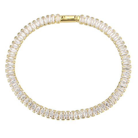 3W1701 - Gold Brass Bracelet with AAA Grade CZ in Clear