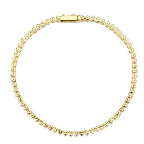 3W1701 - Gold Brass Bracelet with AAA Grade CZ in Clear