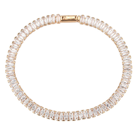 3W1702 - Rose Gold Brass Bracelet with AAA Grade CZ in Clear