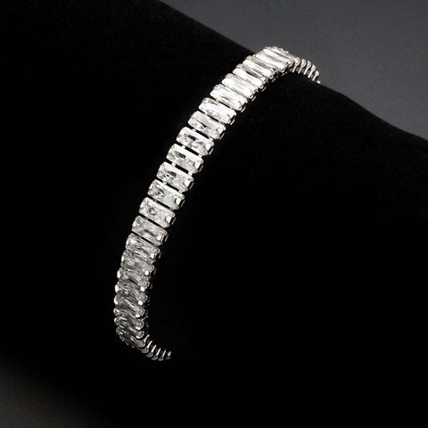 3W1703 - Rhodium Brass Bracelet with AAA Grade CZ in Clear