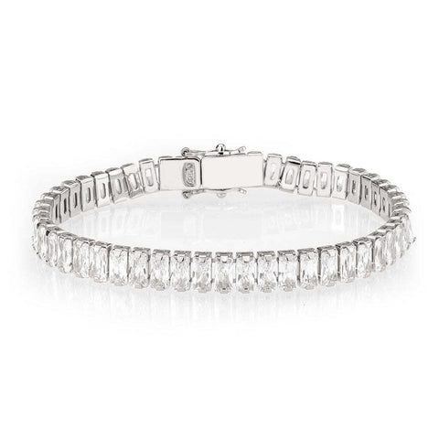 3W1703 - Rhodium Brass Bracelet with AAA Grade CZ in Clear