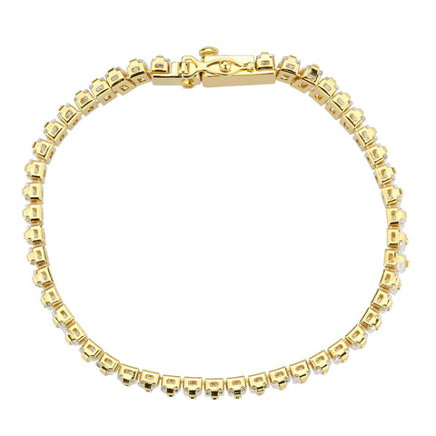 3W1704 - Gold Brass Bracelet with AAA Grade CZ in Clear