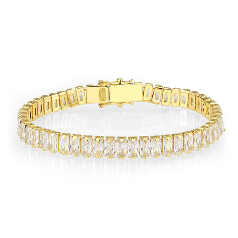 3W1704 - Gold Brass Bracelet with AAA Grade CZ in Clear