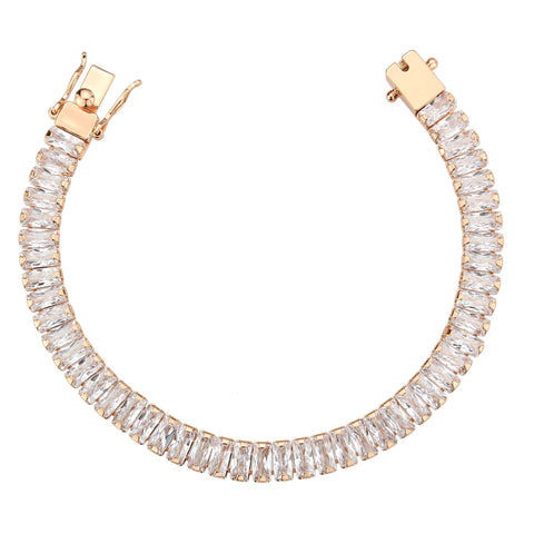 3W1705 - Rose Gold Brass Bracelet with AAA Grade CZ in Clear