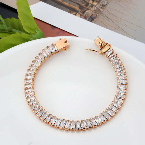 3W1705 - Rose Gold Brass Bracelet with AAA Grade CZ in Clear