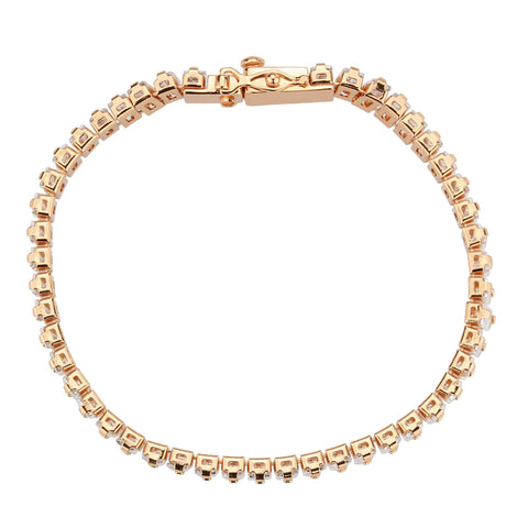 3W1705 - Rose Gold Brass Bracelet with AAA Grade CZ in Clear