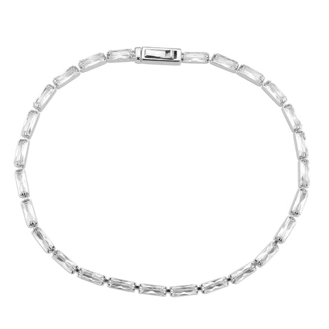 3W1706 - Rhodium Brass Bracelet with AAA Grade CZ in Clear