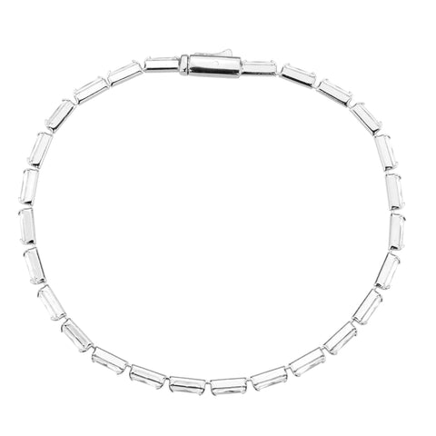 3W1706 - Rhodium Brass Bracelet with AAA Grade CZ in Clear