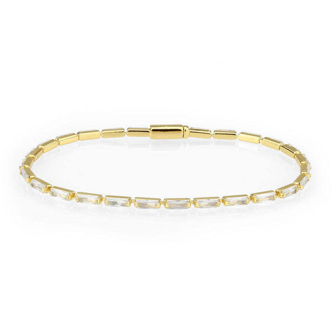 3W1707 - Gold Brass Bracelet with AAA Grade CZ in Clear