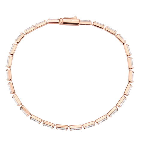 3W1708 - Rose Gold Brass Bracelet with AAA Grade CZ in Clear