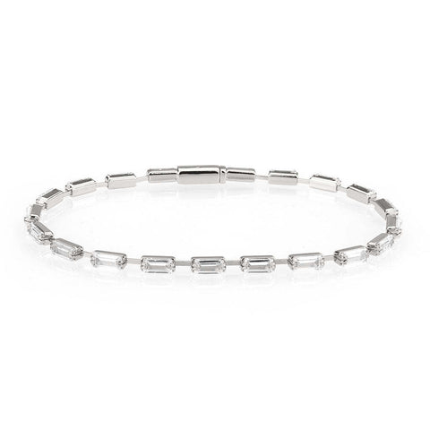 3W1709 - Rhodium Brass Bracelet with AAA Grade CZ in Clear