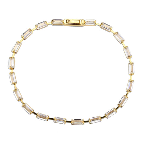 3W1710 - Gold Brass Bracelet with AAA Grade CZ in Clear