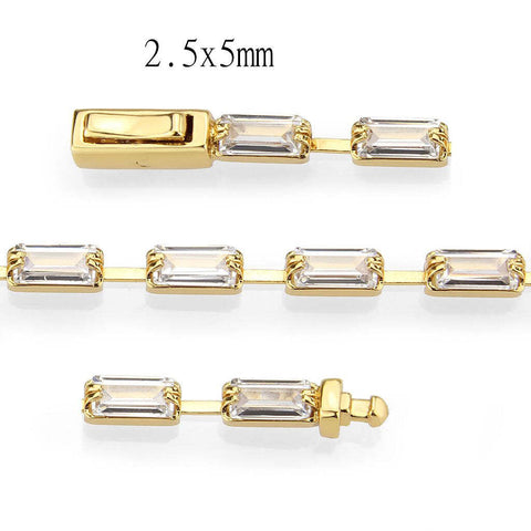 3W1710 - Gold Brass Bracelet with AAA Grade CZ in Clear