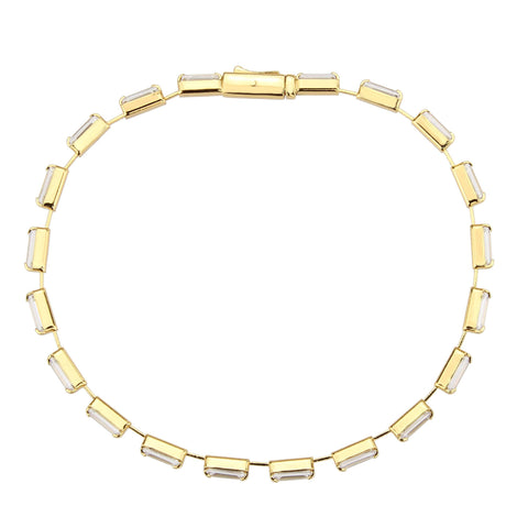 3W1710 - Gold Brass Bracelet with AAA Grade CZ in Clear