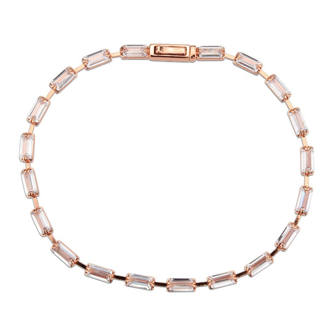 3W1711 - Rose Gold Brass Bracelet with AAA Grade CZ in Clear