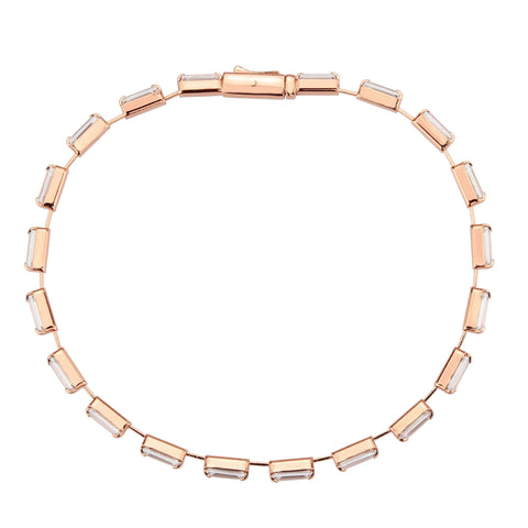 3W1711 - Rose Gold Brass Bracelet with AAA Grade CZ in Clear