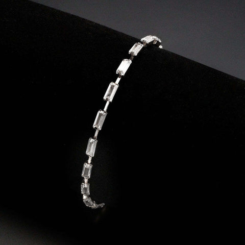 3W1712 - Rhodium Brass Bracelet with AAA Grade CZ in Clear