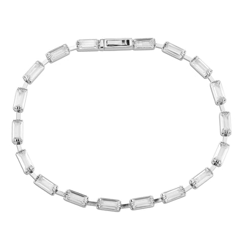 3W1712 - Rhodium Brass Bracelet with AAA Grade CZ in Clear