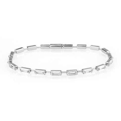 3W1712 - Rhodium Brass Bracelet with AAA Grade CZ in Clear