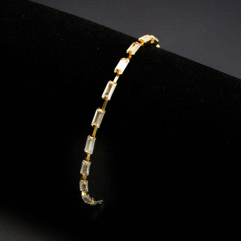 3W1713 - Gold Brass Bracelet with AAA Grade CZ in Clear