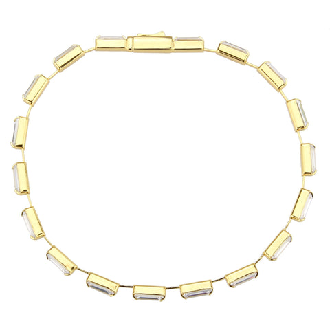 3W1713 - Gold Brass Bracelet with AAA Grade CZ in Clear