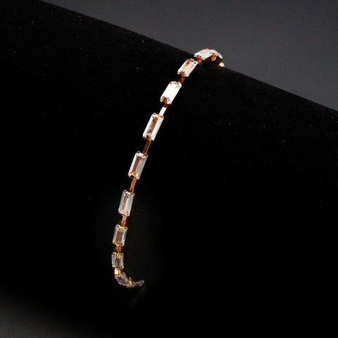 3W1714 - Rose Gold Brass Bracelet with AAA Grade CZ in Clear