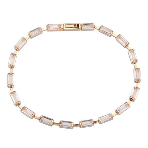 3W1714 - Rose Gold Brass Bracelet with AAA Grade CZ in Clear