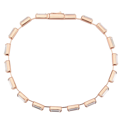 3W1714 - Rose Gold Brass Bracelet with AAA Grade CZ in Clear