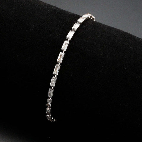 3W1715 - Rhodium Brass Bracelet with AAA Grade CZ in Clear