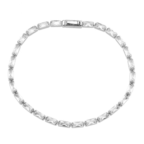 3W1715 - Rhodium Brass Bracelet with AAA Grade CZ in Clear