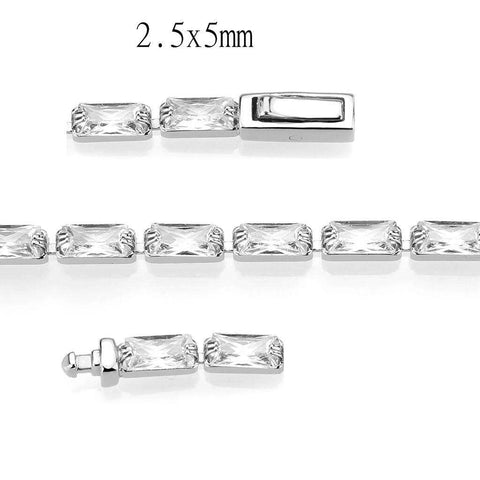 3W1715 - Rhodium Brass Bracelet with AAA Grade CZ in Clear