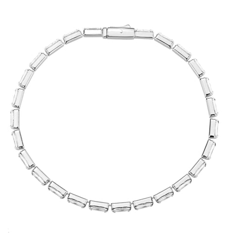 3W1715 - Rhodium Brass Bracelet with AAA Grade CZ in Clear