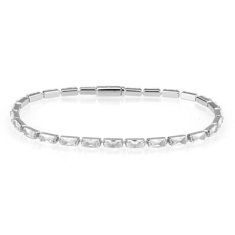 3W1715 - Rhodium Brass Bracelet with AAA Grade CZ in Clear