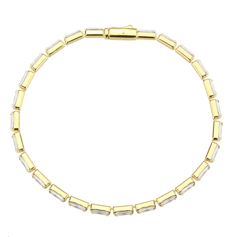 3W1716 - Gold Brass Bracelet with AAA Grade CZ in Clear