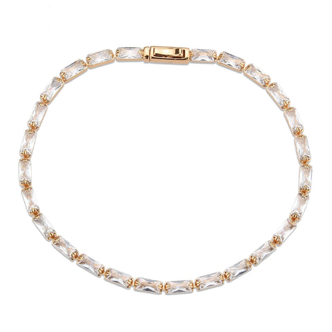 3W1717 - Rose Gold Brass Bracelet with AAA Grade CZ in Clear