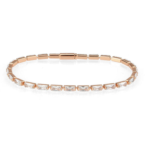 3W1717 - Rose Gold Brass Bracelet with AAA Grade CZ in Clear