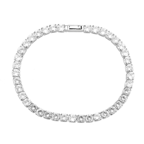 3W1718 - Rhodium Brass Bracelet with AAA Grade CZ in Clear