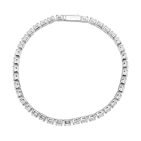 3W1718 - Rhodium Brass Bracelet with AAA Grade CZ in Clear