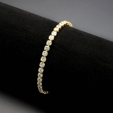 3W1719 - Gold Brass Bracelet with AAA Grade CZ in Clear