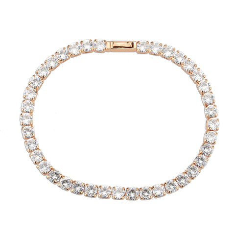 3W1720 - Rose Gold Brass Bracelet with AAA Grade CZ in Clear