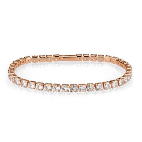 3W1720 - Rose Gold Brass Bracelet with AAA Grade CZ in Clear