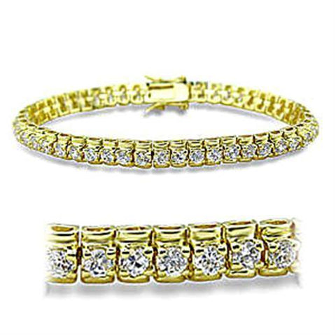 415906 - Gold Brass Bracelet with AAA Grade CZ  in Clear