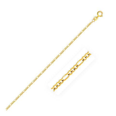 Size: 10'' - 14k Yellow Gold Figaro Anklet 1.3mm