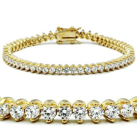 47104 - Gold Brass Bracelet with AAA Grade CZ  in Clear