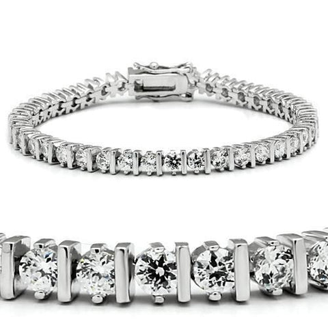 47206 - Rhodium Brass Bracelet with AAA Grade CZ  in Clear