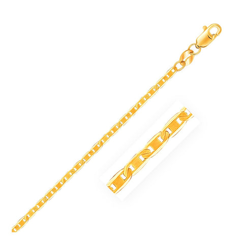 Size: 10'' - 14k Yellow Gold Mariner Link Anklet 1.7mm