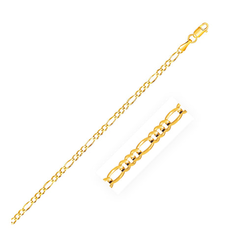 Size: 10'' - 2.8mm 14k Yellow Gold Figaro Anklet