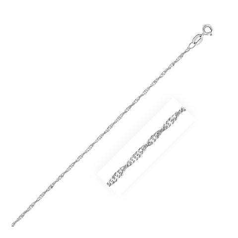 Size: 10'' - 14k White Gold Singapore Anklet 1.5mm